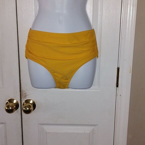 Romwe  yellow high waist bikini bottom  Sz  M - Picture 1 of 4